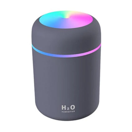 Humidificateur de couleur grise de forme classique émettant de la lumière arc-en-ciel