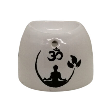 Brûle-parfum blanc peint à la main représentant Bouddha en train de méditer