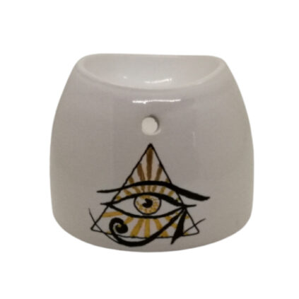 Brûle-parfum blanc peint à la main représentant l'œil d'Horus