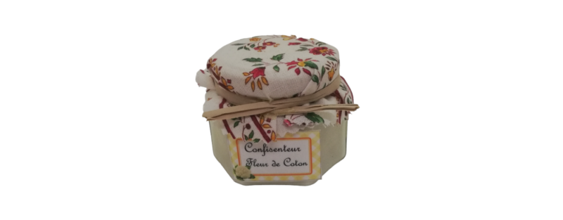 Bougie jaune en forme de pot de confiture parfumée à la fleur de coton