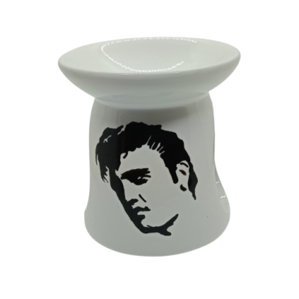 Brûle-parfum blanc avec peinture représentant le visage de Elvis Presley