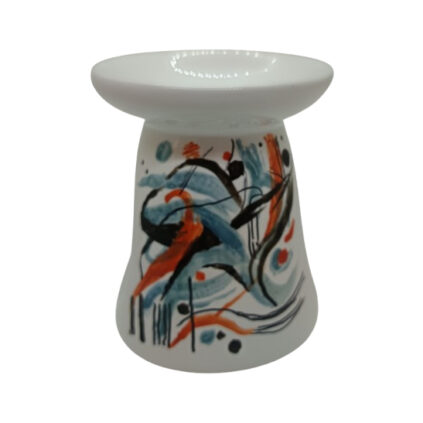 Brûle-parfum blanc peint à la main représentant un motif moderne